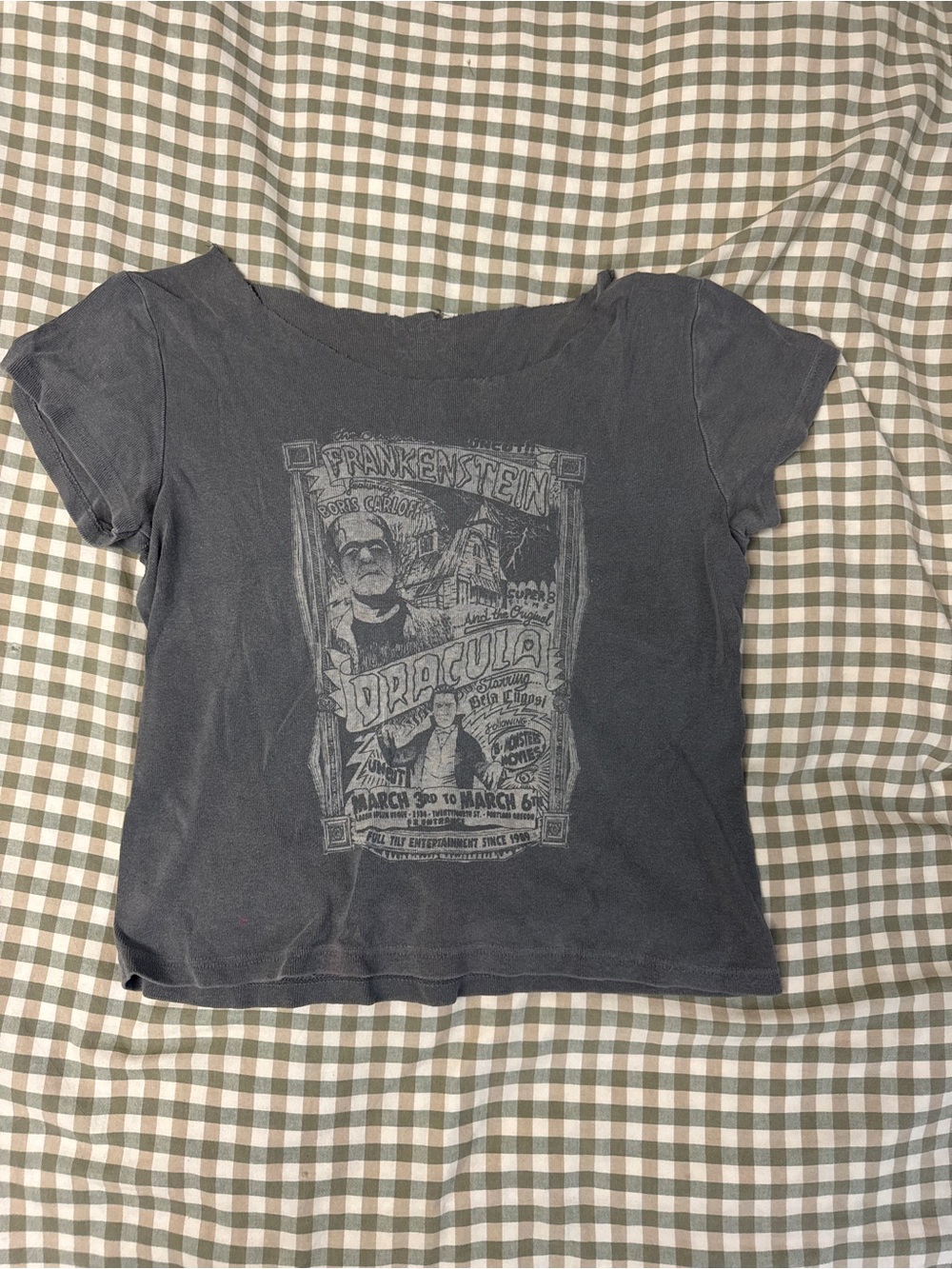 Brandy Melville Charcoal Grey Graphic Short Sleeve Tee